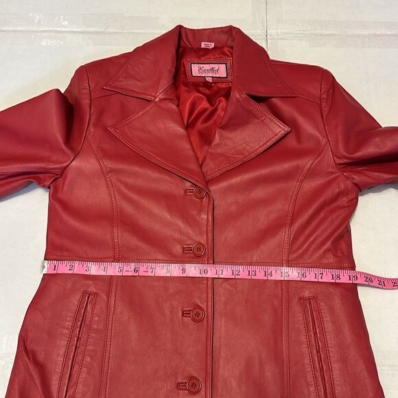 Excelled collection burgundy women’s leather pencil coat size L - Picture 12 of 13